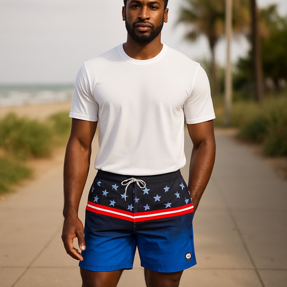 Ron Jon Surf Shop American Flag Board Shorts Stars Stripes Red White Blue 44 124